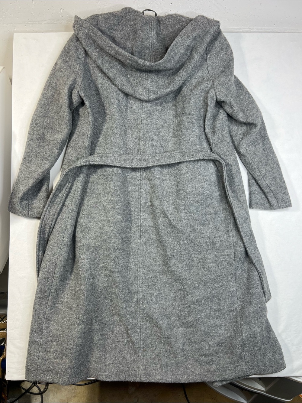 H&M Gray Heavy Weight Wool Blend Hooded Belted Trench Coat - Picture 5 of 5